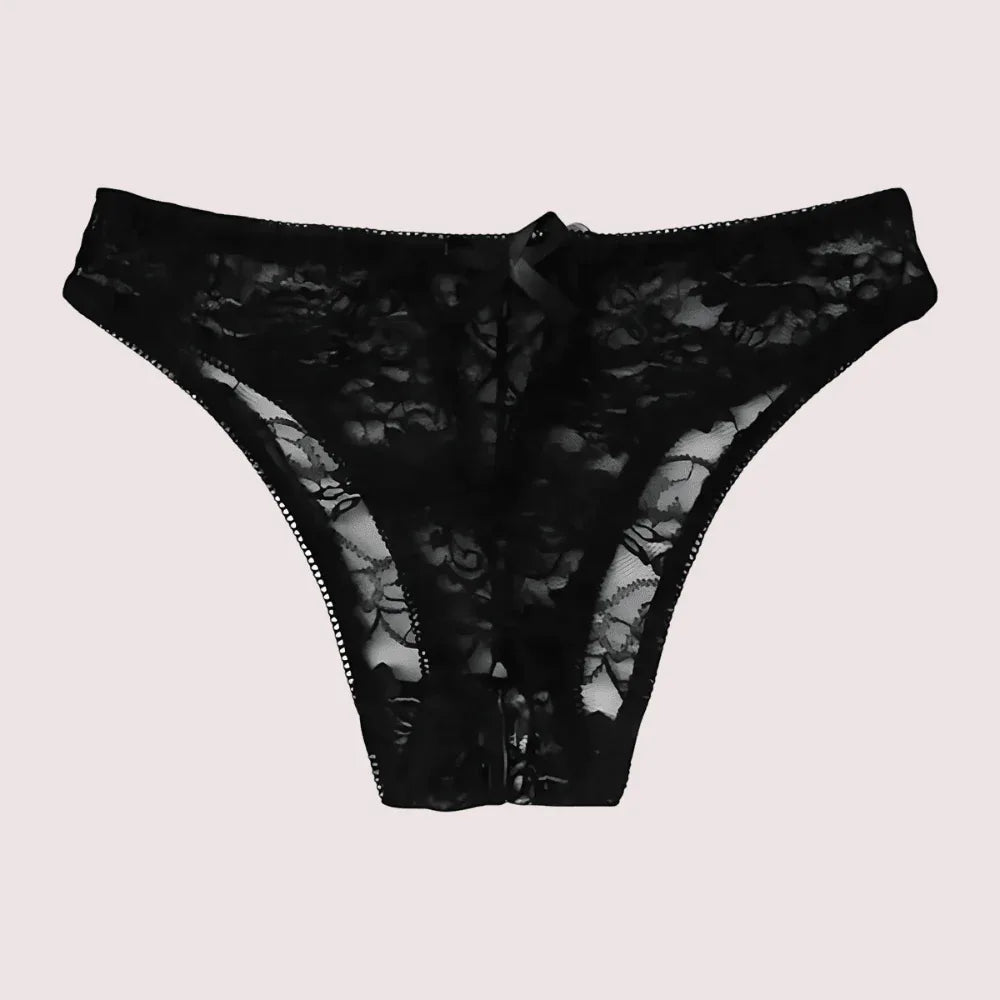 2 Pack Sexy Floral Lace Crotchless panty Veloura Intimate