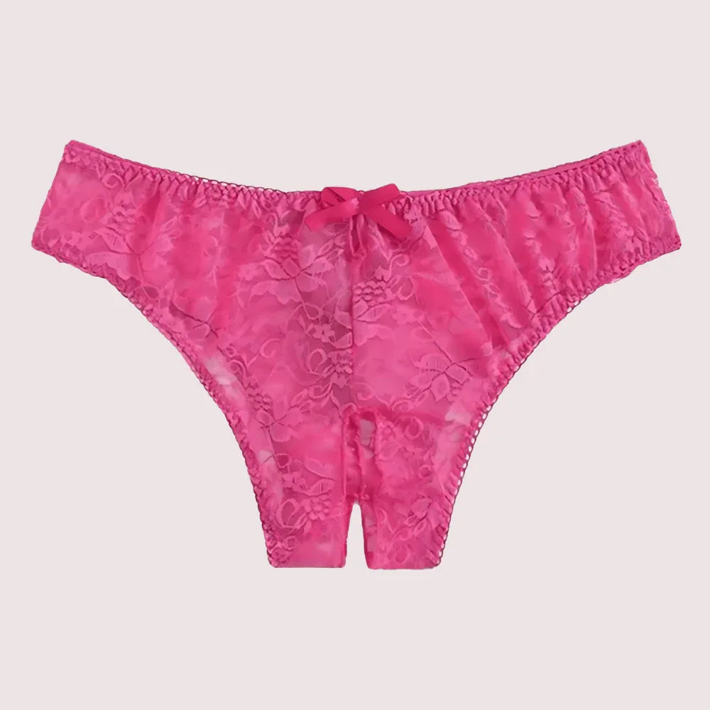 2 Pack Sexy Floral Lace Crotchless panty Veloura Intimate
