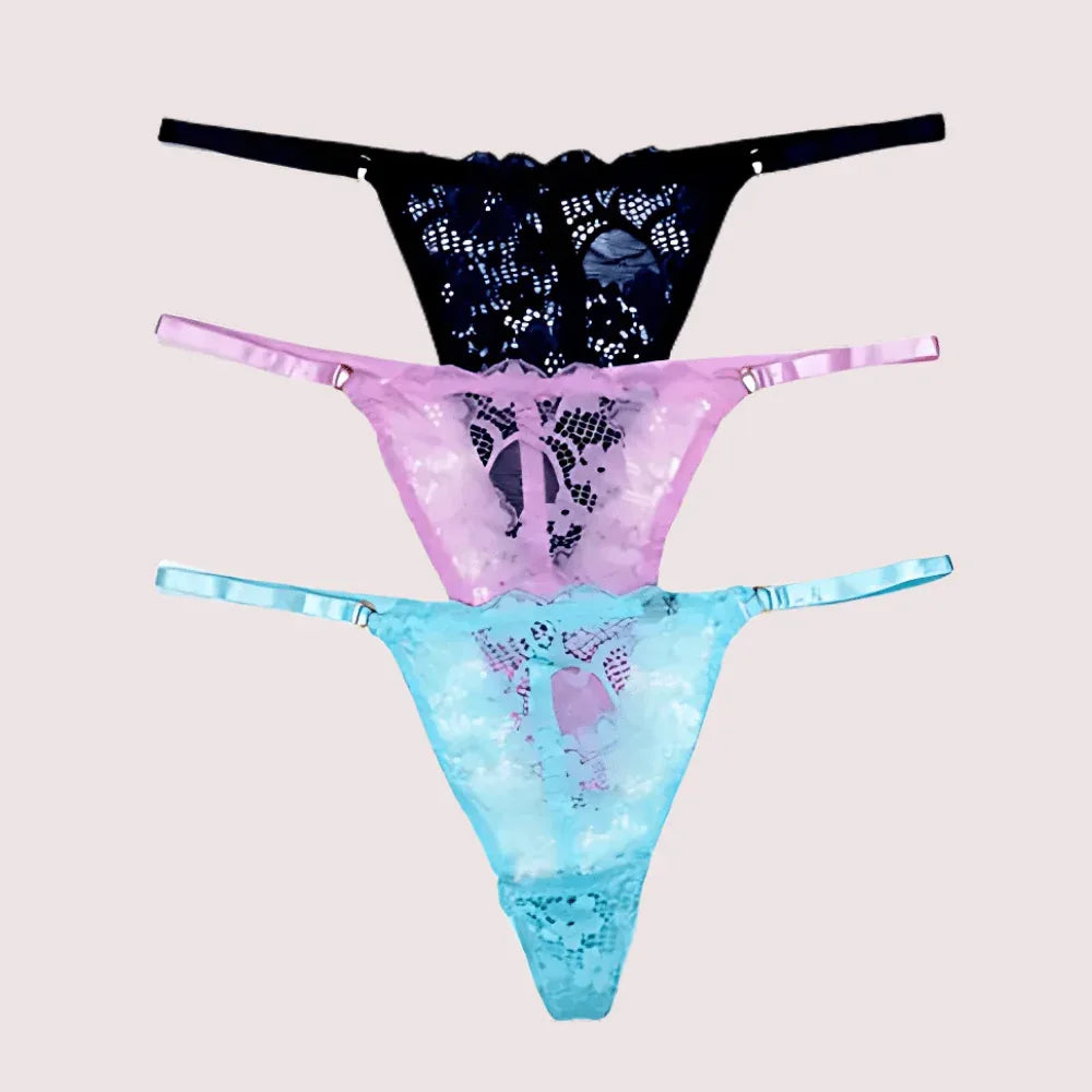 3 Pack Women’s G-String Lace Underwear Veloura Intimate