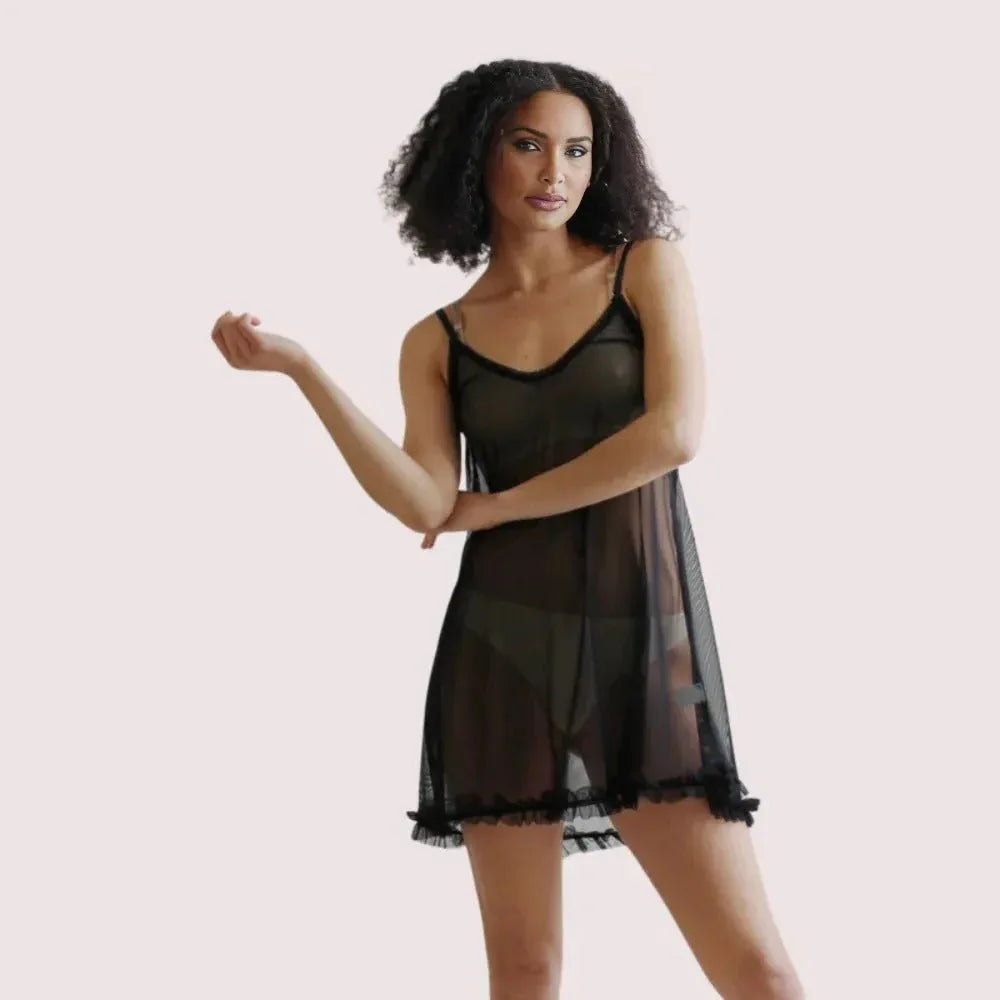Black Enchanté Transparent Chemise – Plus Size Veloura Intimate