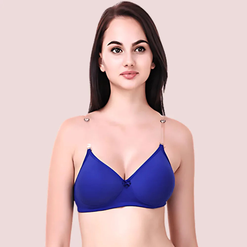 Blue Transparent Strap Bra Veloura Intimate