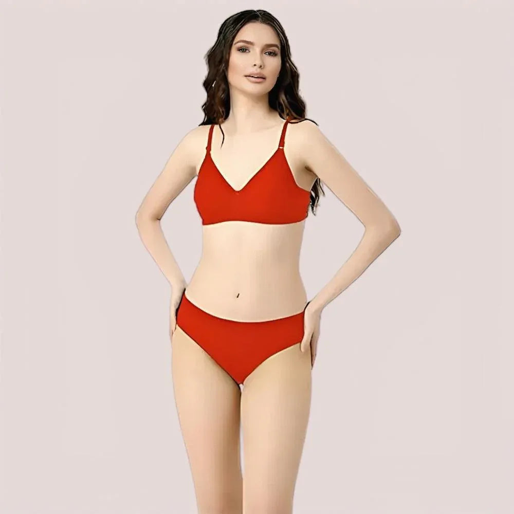 Cherry Hug – Red Cotton Bra & Panty Set Veloura Intimate