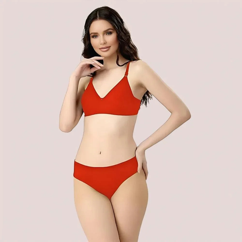 Cherry Hug – Red Cotton Bra & Panty Set Veloura Intimate