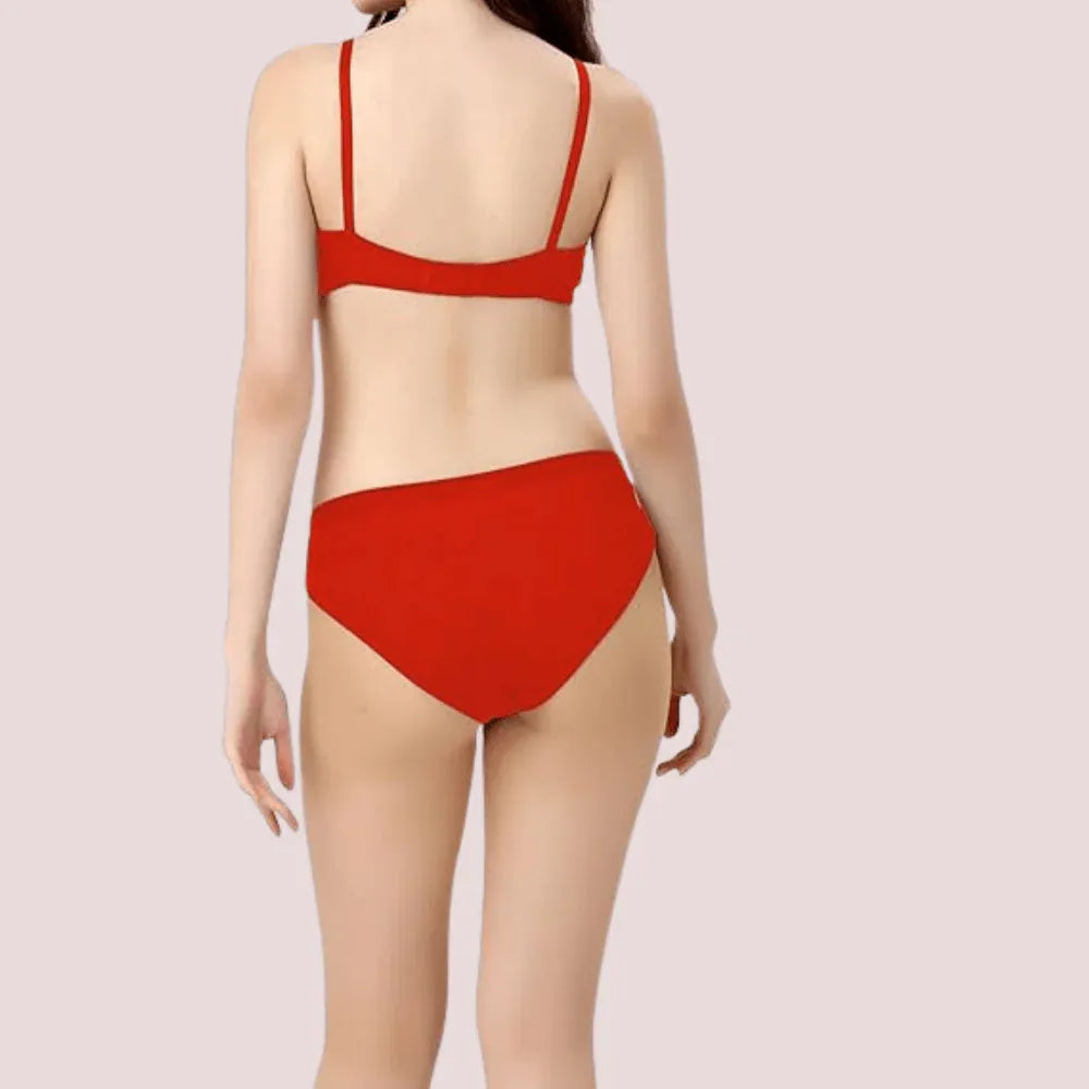 Cherry Hug – Red Cotton Bra & Panty Set Veloura Intimate