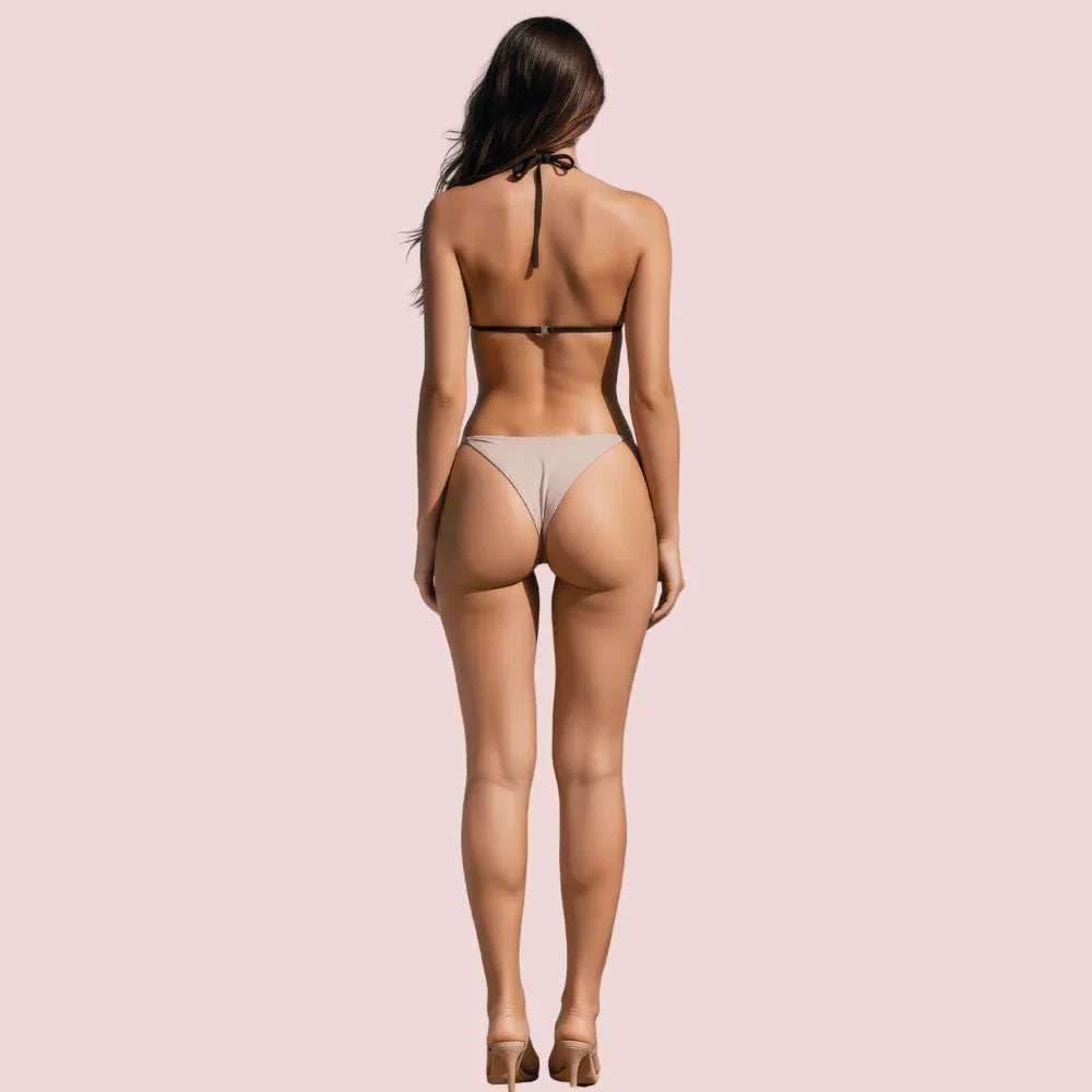Classic Halter Triangle Bikini Topa in Deep Espresso Brown (Top Only) Veloura Intimate