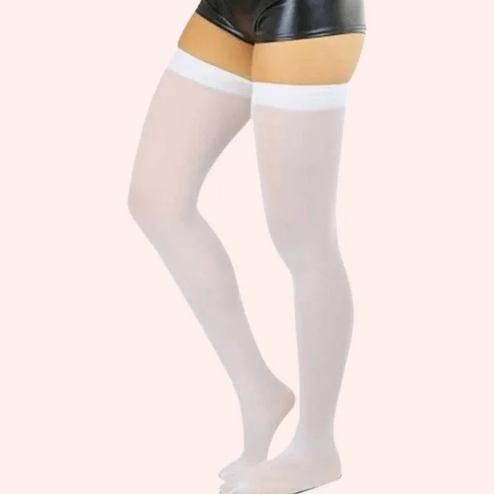 Classic Opaque Thigh-High Stockings Pack of 2 – Black & White Stay-Up Hosiery Veloura Intimate