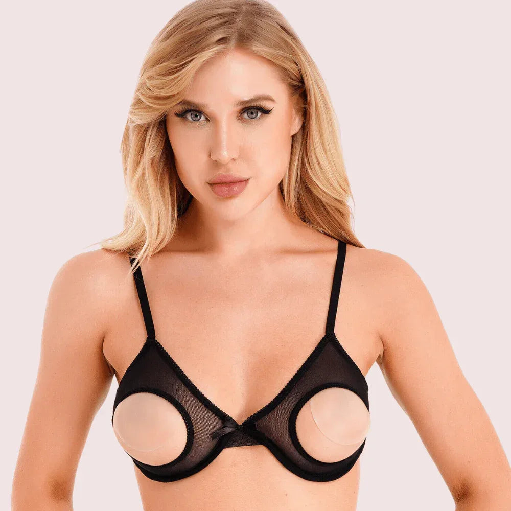 Daring & Sexy Sheer Open Cup Bralette Veloura Intimate