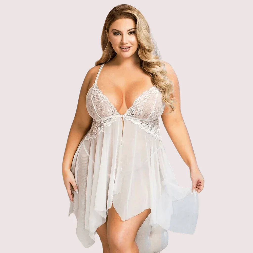 Douce Passion White Lace Trim Babydoll Veloura Intimate