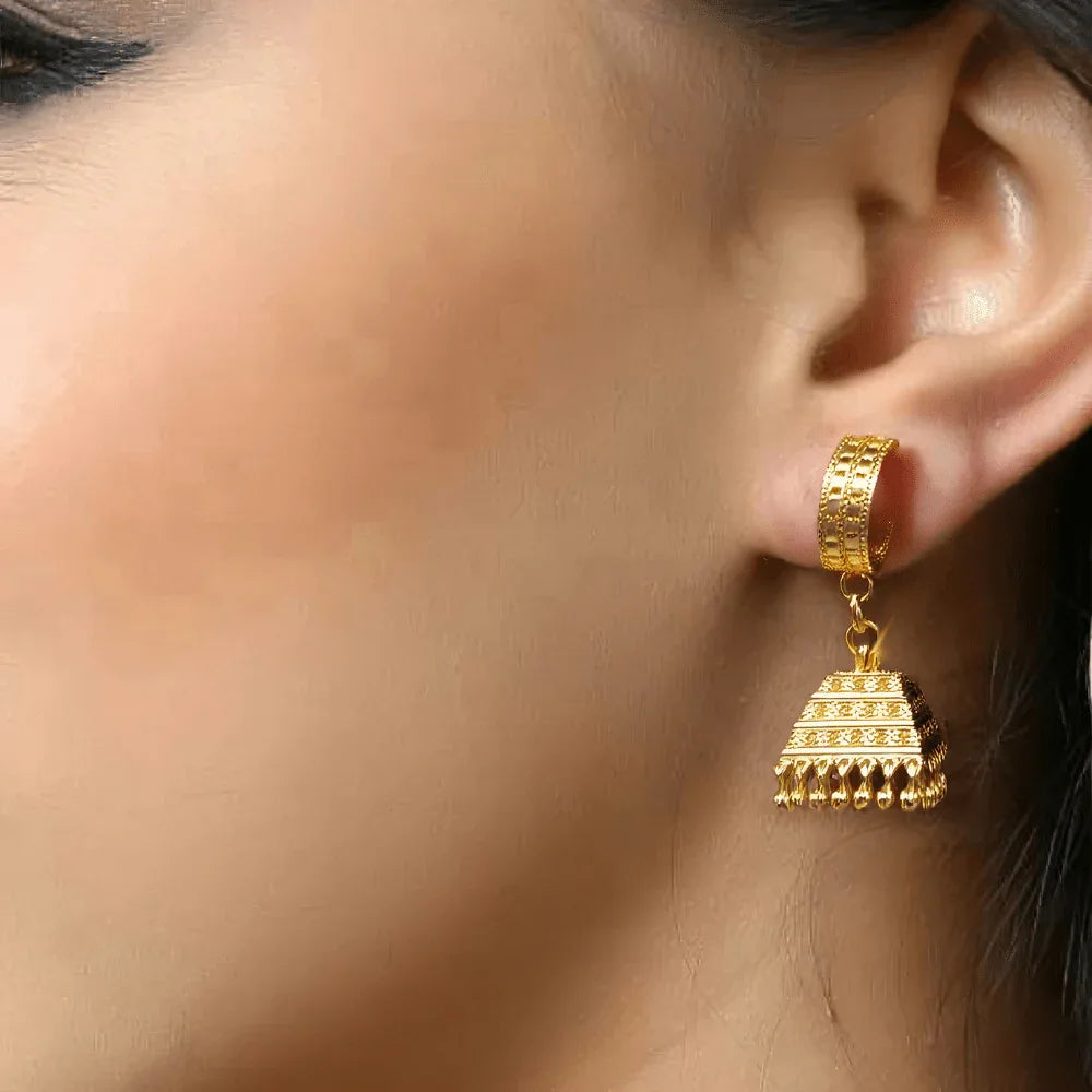 Elegant Gold Pyramid Jhumka Earrings Veloura Intimate