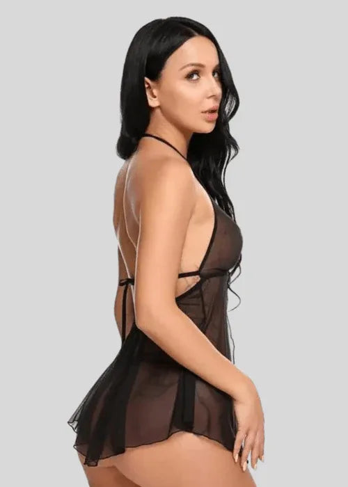 Elegant Lace Black Babydoll Nightwear Veloura Intimate