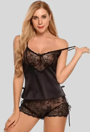 French Daina Black Babydoll Nightwear Veloura Intimate