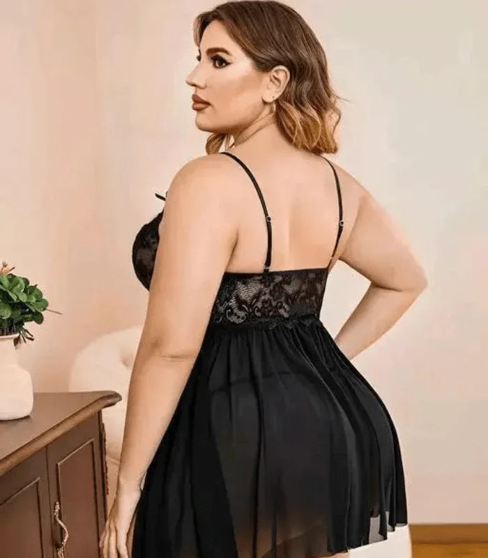 French Daina Lace and Mesh Babydoll Nightwear Veloura Intimate