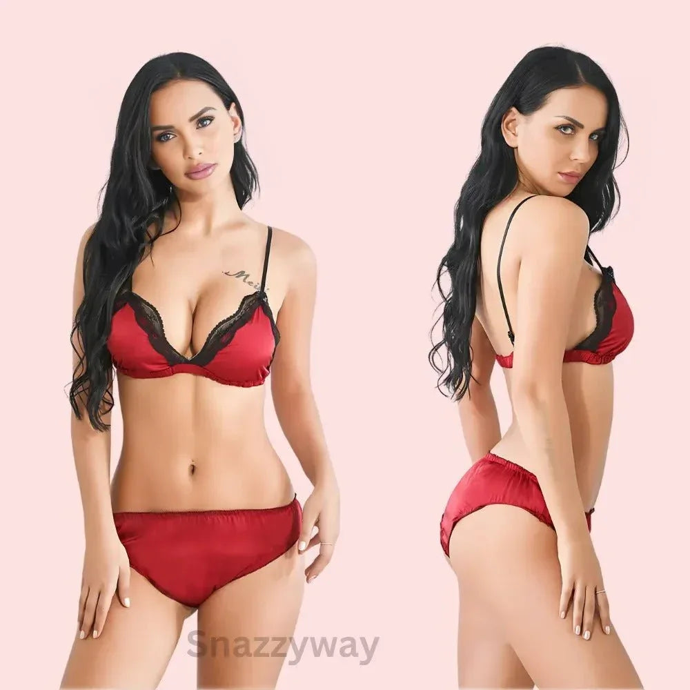 French Daina Luxury Silk satin bra set Veloura Intimate
