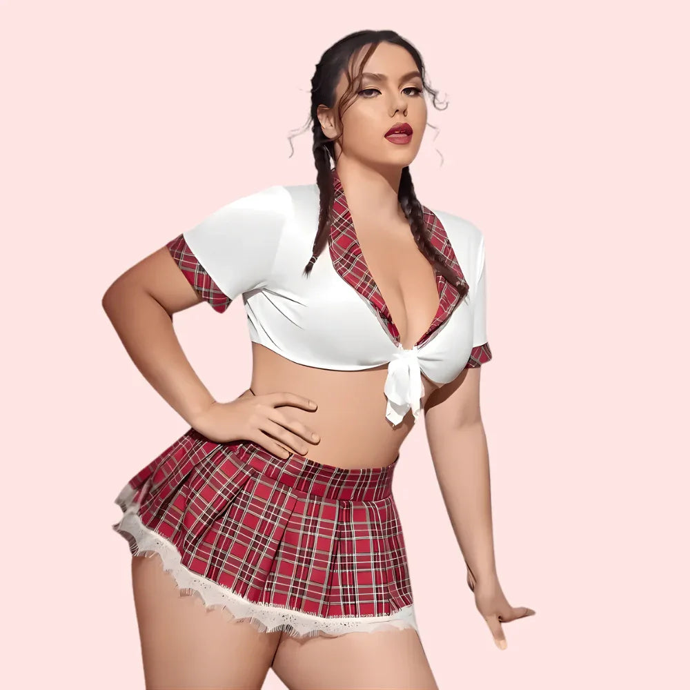 French Daina Schoolgirl Sweetheart Roleplay Costume with Luxury Panty Gift Veloura Intimate