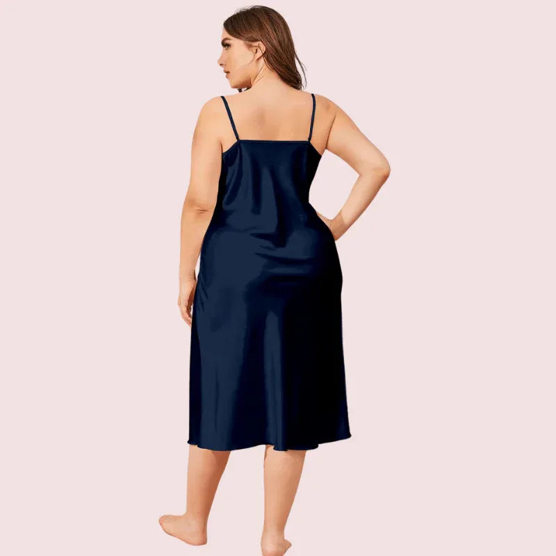 Glamour Satin Cowl Dress – Plus Size Veloura Intimate