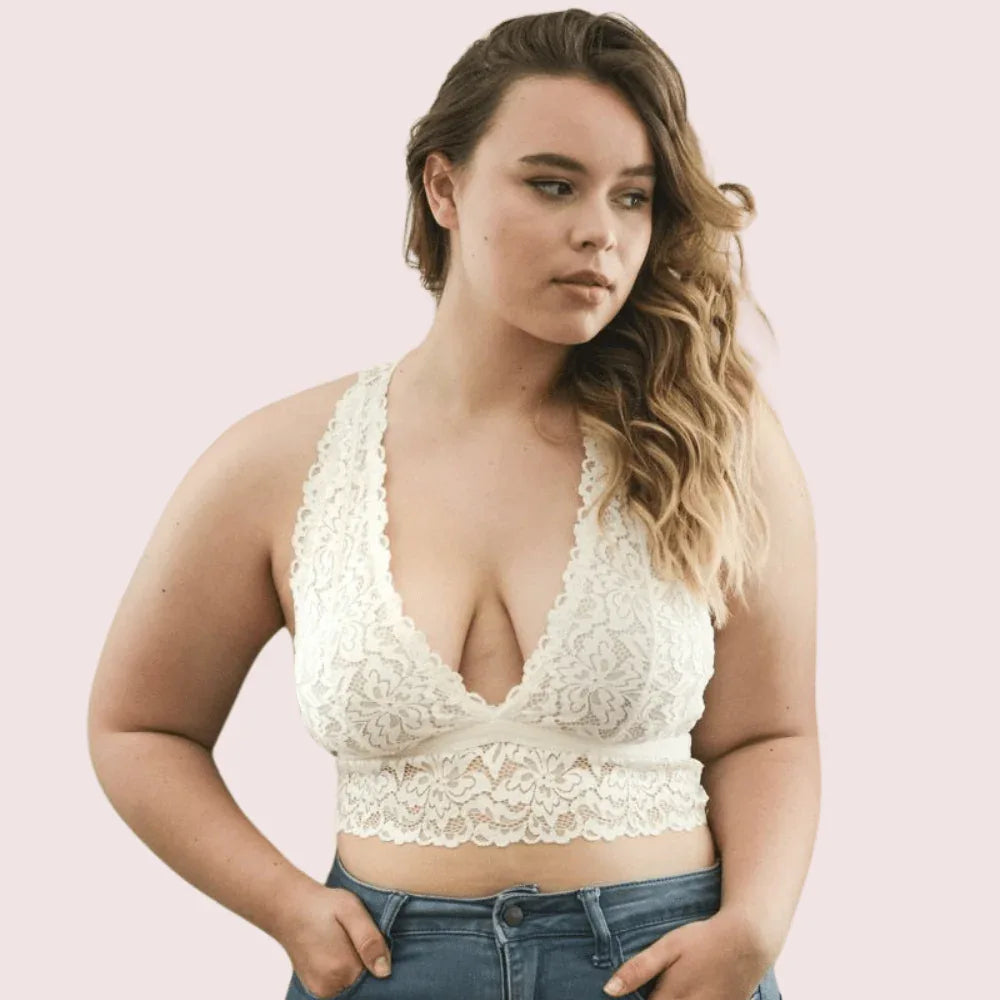 Graceful & Sexy Plus Size White Lace Bralette Veloura Intimate