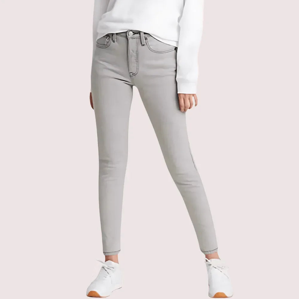 High Rise Skinny Jeans in Gray with Low Stretch Veloura Intimate