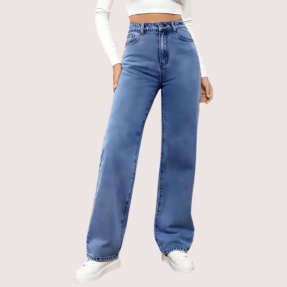 High Waisted Washed Straight Leg Jeans for Women Veloura Intimate