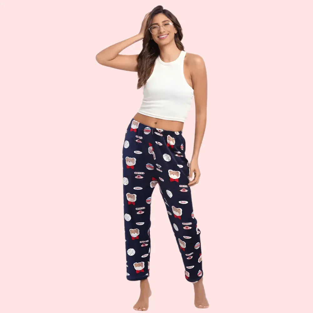 Ladies casual printed warm Pajama (Pk of 2) Veloura Intimate