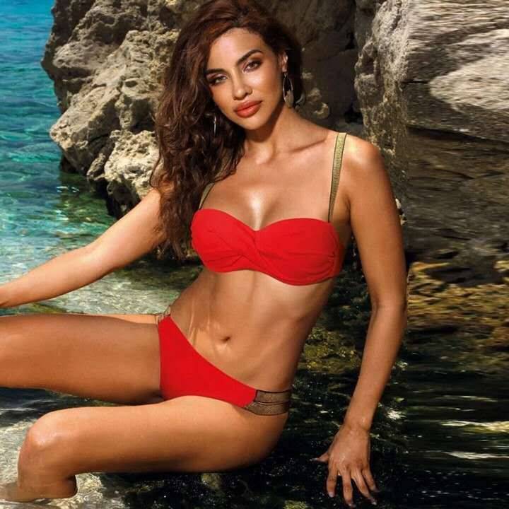 Bikini Sets Solid Color Swimsuit Sexy Mid-Waist Bandeau Gather Cup Bikinis Women Swimwear Female Bathing Suits Beach Wear Veloura Intimate