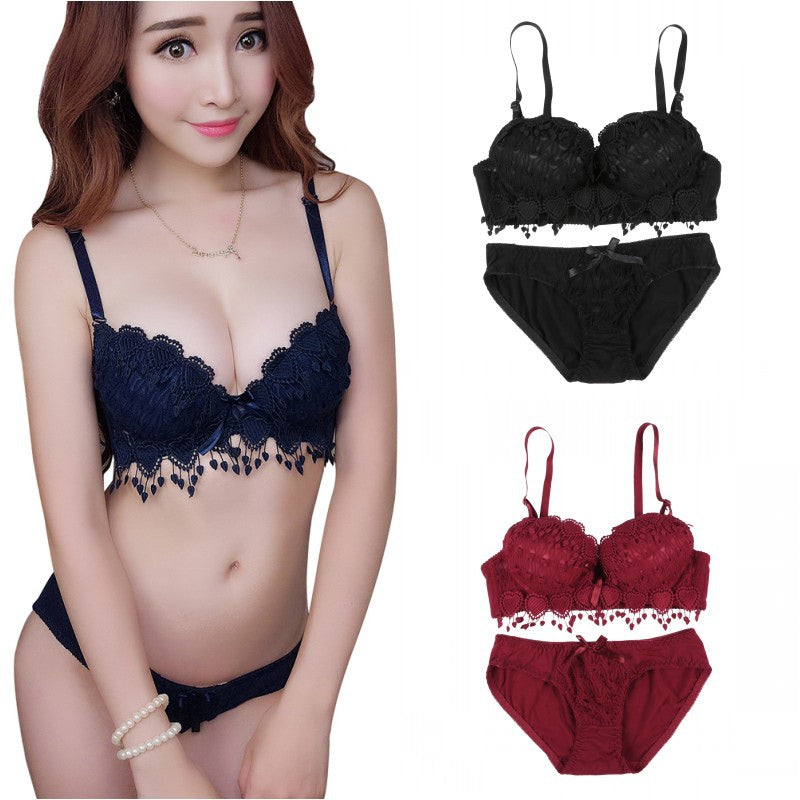 Sexy lace gathered bra set Veloura Intimate