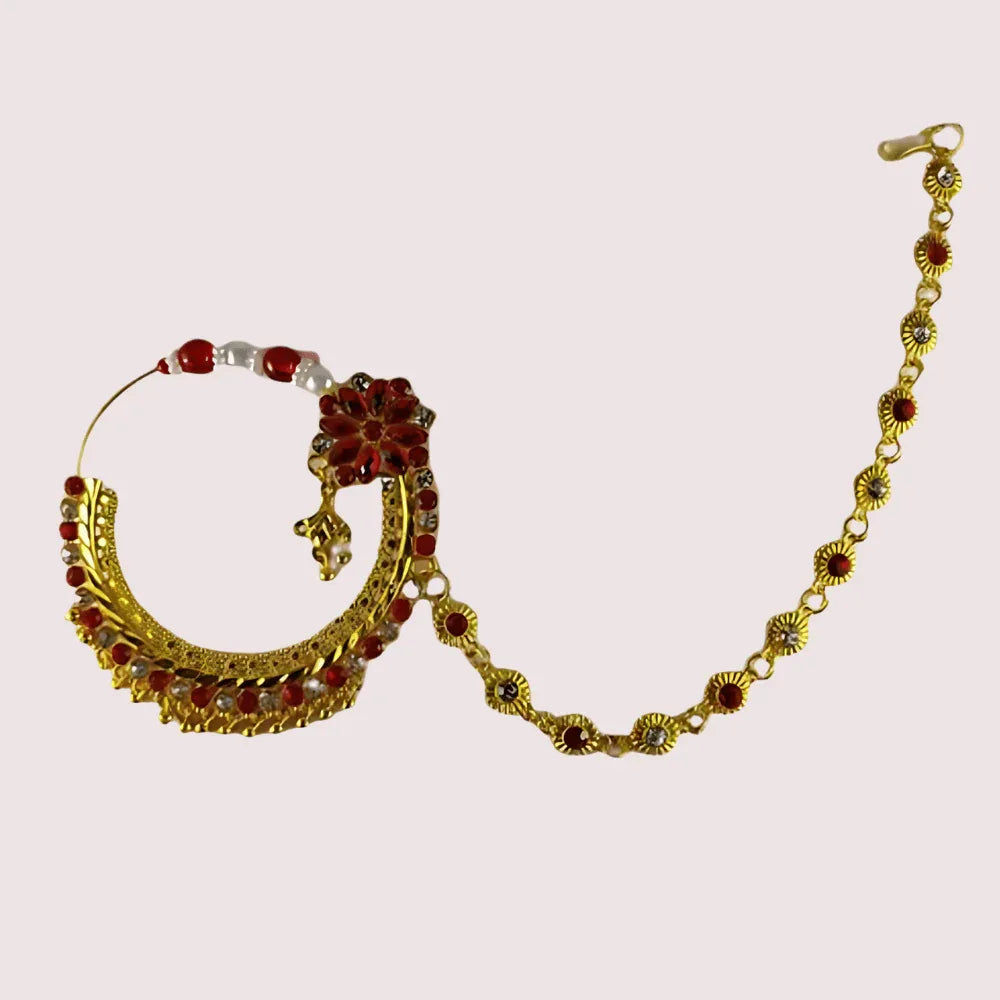 Luxurious Bridal Nose Ring with Elegant Pearls Veloura Intimate
