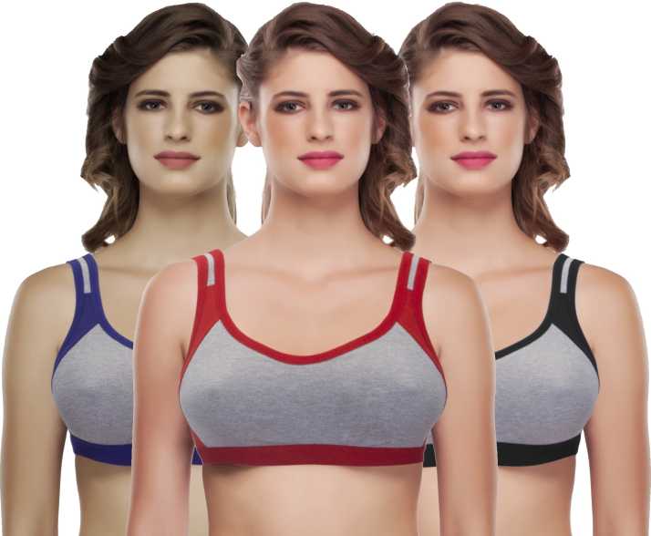 Medium Impact non padded sports bra pack of 3 Veloura Intimate