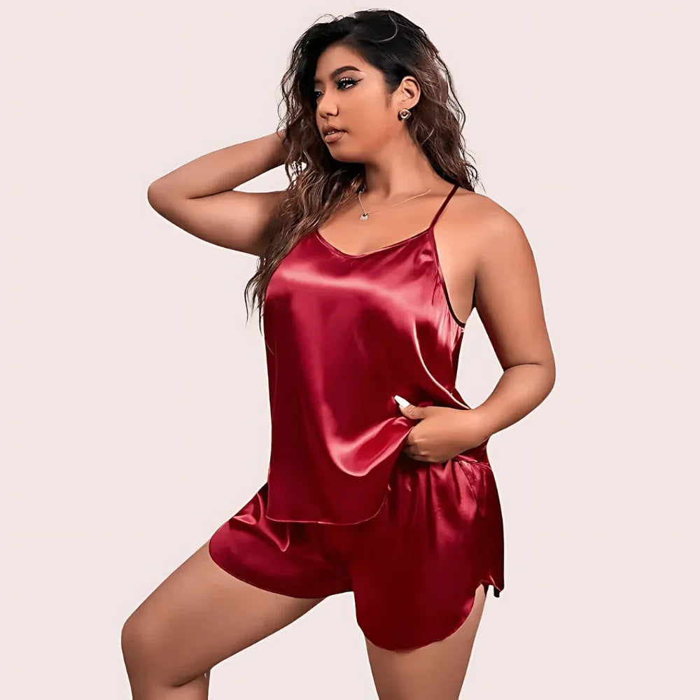 Midnight Glow Silk Cami & Shorts – Plus Size Veloura Intimate