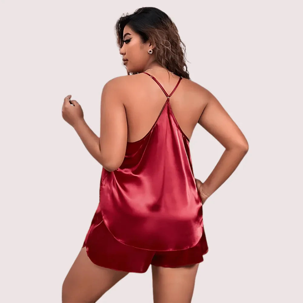 Midnight Glow Silk Cami & Shorts – Plus Size Veloura Intimate