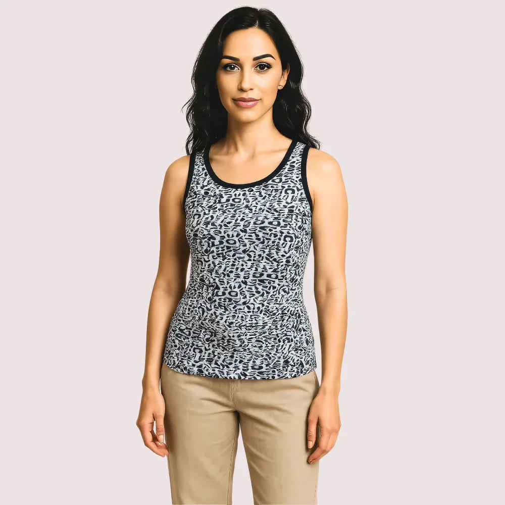Monochrome Leopard Print Tank Top Veloura Intimate
