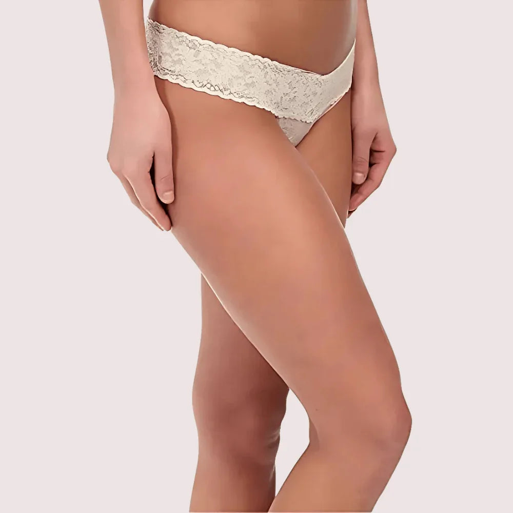 No Secret Light Cream V Shape Lace Waistband Thong Panty Veloura Intimate