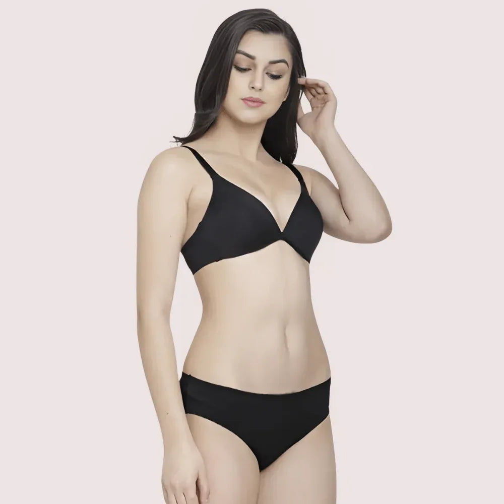 Non-Padded Plunge Bra Panty Set (2 pack) Veloura Intimate