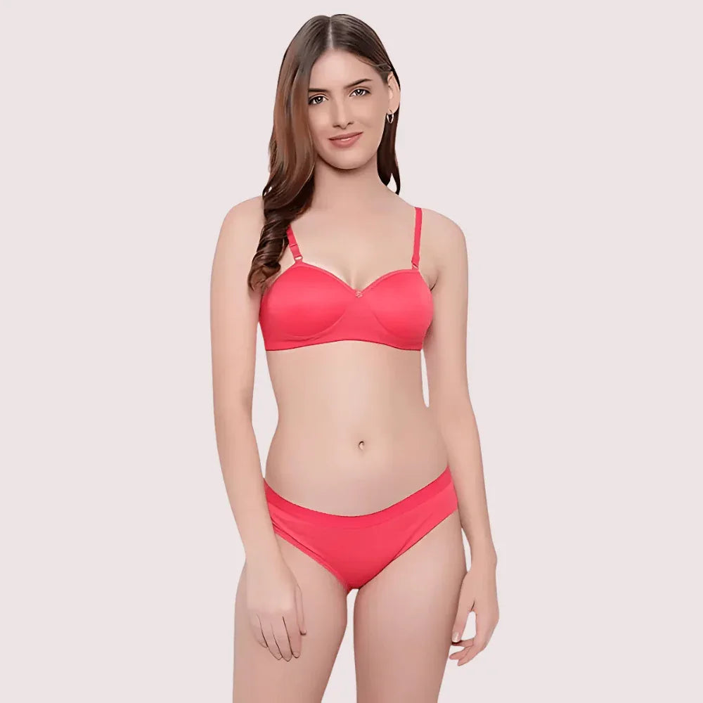 Non-Wired Cotton Push-Up Bra Panty for Women (2 pack) Veloura Intimate