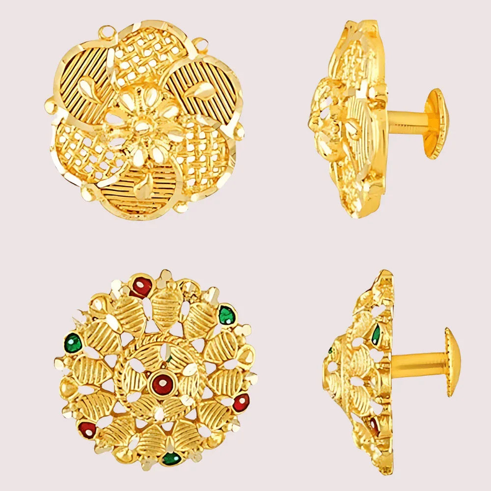 Pack of 2 Gold Finish Traditional Earrings Set for Women Veloura Intimate