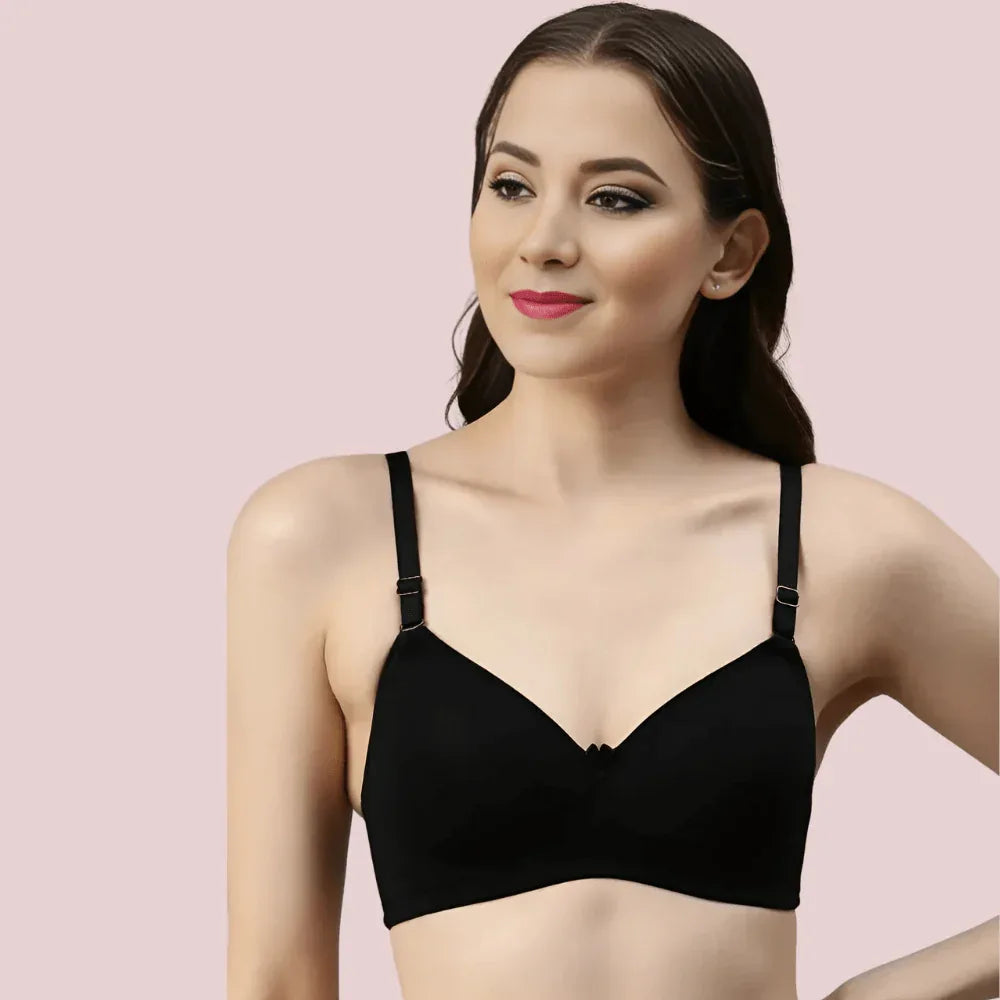 Passion Plunge – Black Seamless Padded Bra Veloura Intimate