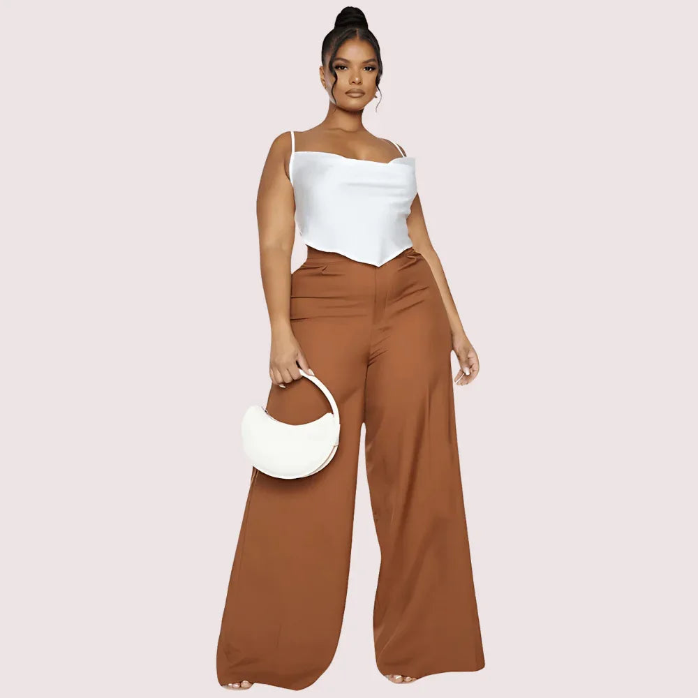Plus Size White Satin Cropped Cowl Neck Cami Top Veloura Intimate