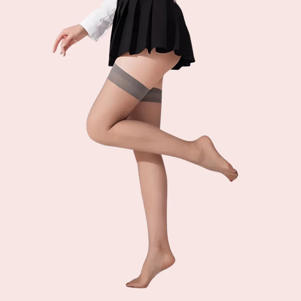 Premium Thigh-High Sheer Stockings – Pack of 2 (Grey & Nude Combo) Veloura Intimate
