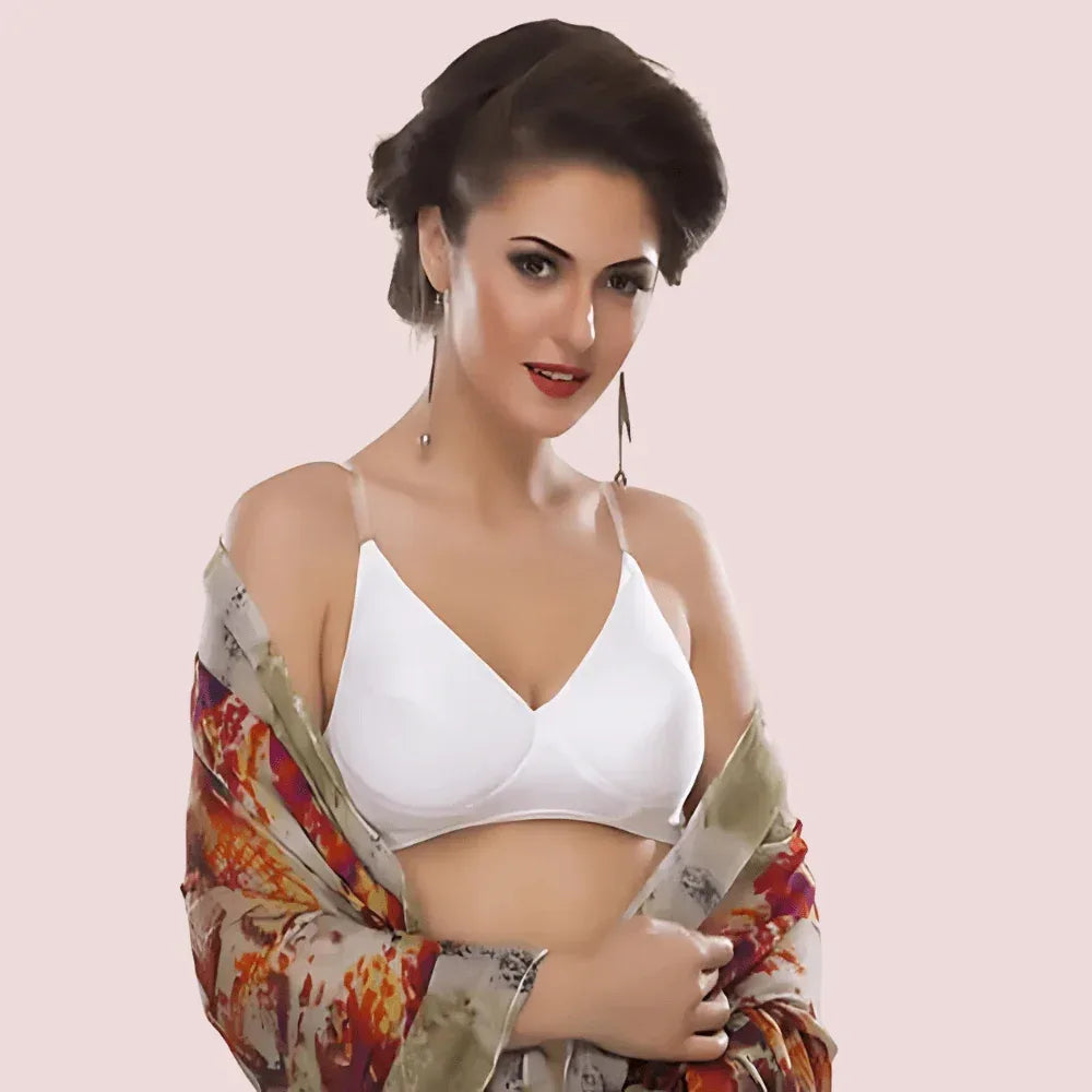 Pure cotton wire free white bra for summers Veloura Intimate