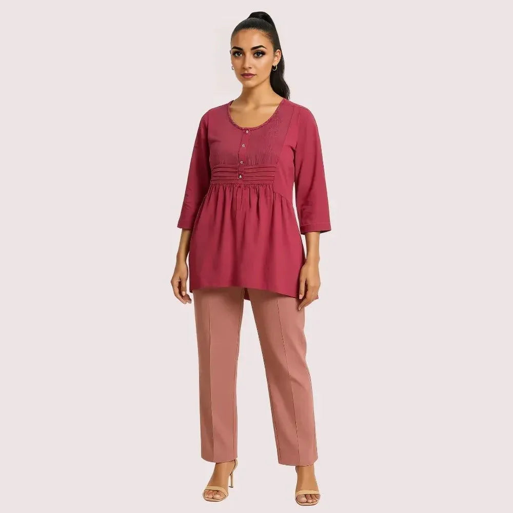 Rosewood Pintuck Pleated Cotton Top Veloura Intimate