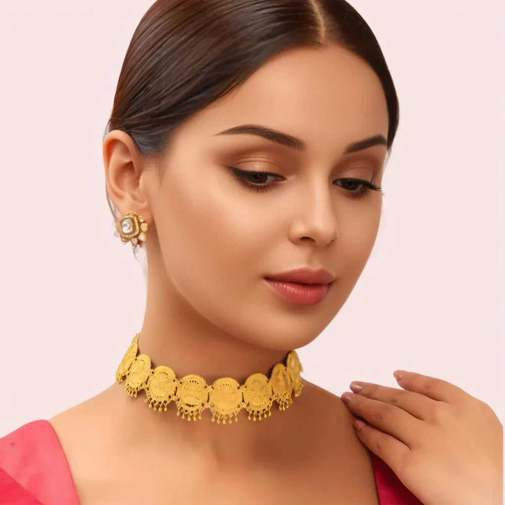 Royal Coin Craft Gold-Plated Traditional Choker Necklace Veloura Intimate