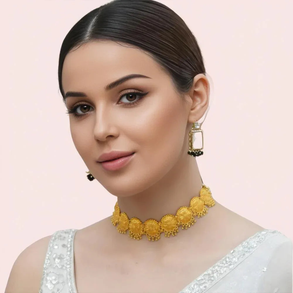 Royal Sunburst Gold-Plated Bridal Choker Necklace Veloura Intimate