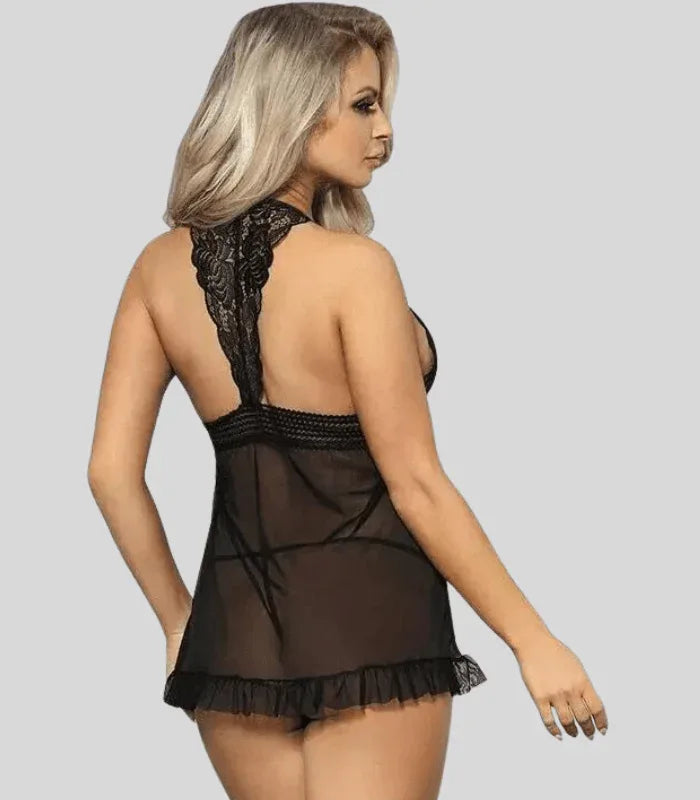 Seductive Lace Babydoll Mini Nightwear Dress Veloura Intimate
