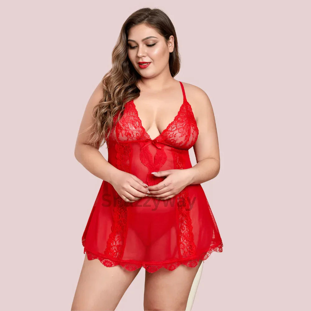 Seductress Lace Mesh Plus Size Babydoll Veloura Intimate