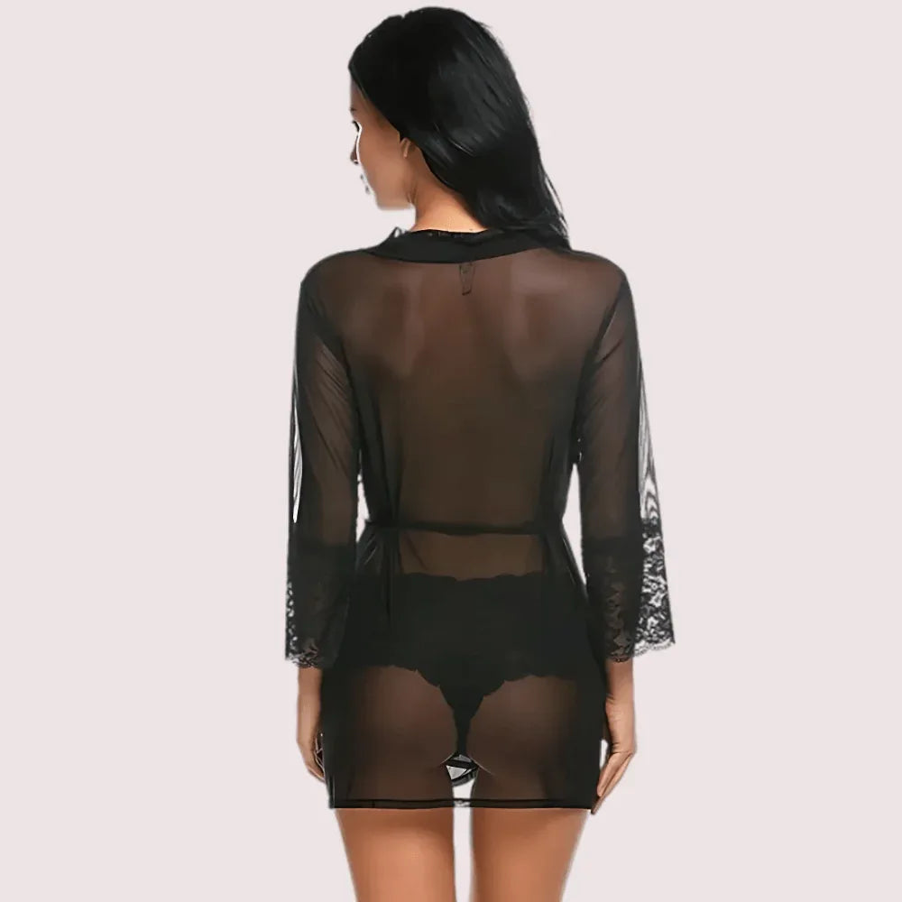 Sensual See-Through Robe in Black Veloura Intimate