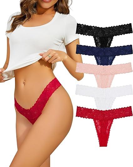 Sexy Lace Thongs for Women - Pack of 4 Veloura Intimate