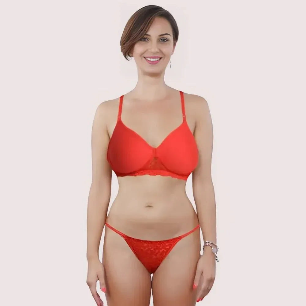 Sexy red padded bra thong set Veloura Intimate