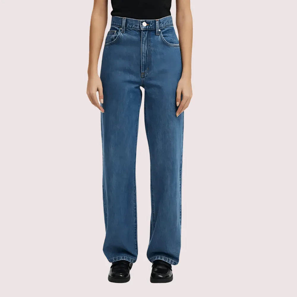 Smokey Blue Denim Loose Fit Straight Jeans for Women Veloura Intimate