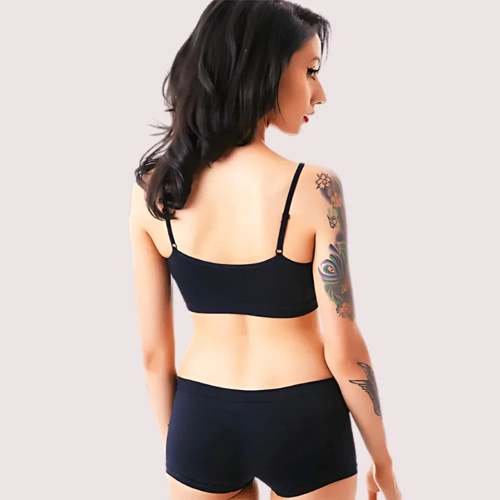 Sporty Spaghetti Strap Sports Bra Matching Boyshort Veloura Intimate