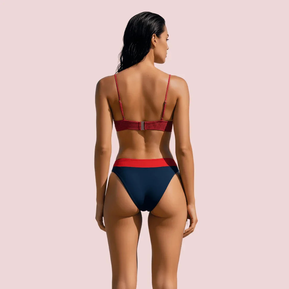 Sporty V-Neck Bralette Bikini Topa with Thin Straps (Top Only) Veloura Intimate