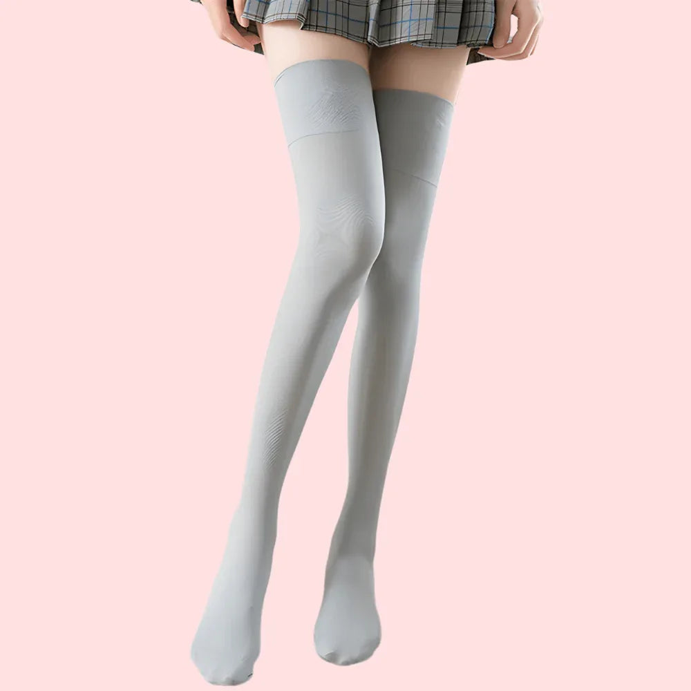 StretchFit Comfort Thigh-High Stockings Duo (Grey + Black) – Pack of 2 Veloura Intimate